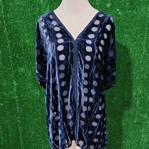 CAbi Navy Blue Polka Dot Blouse